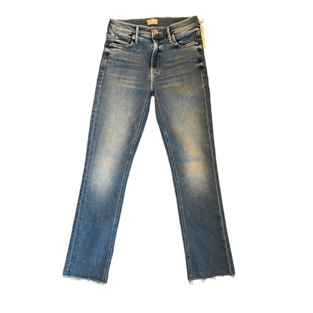 NWT MOTHER Denim Mid Rise Dazzler Ankle Fray Medium Wash 25x27 MSRP $238